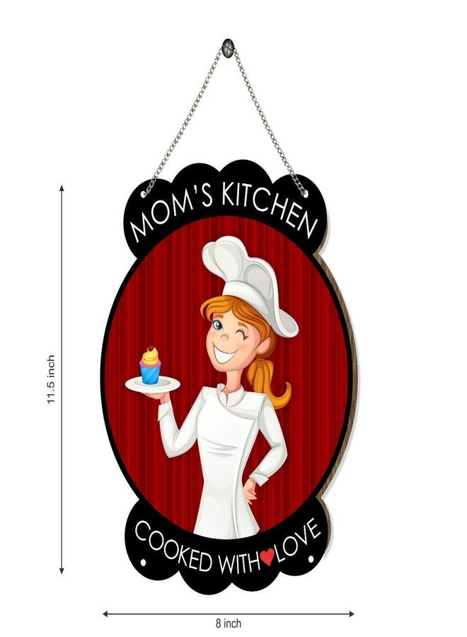 PRINTELLIGENT Mom's Kitchen Hanging Plaques Sign Board - Size 8 x 11.5 inch - Image 3